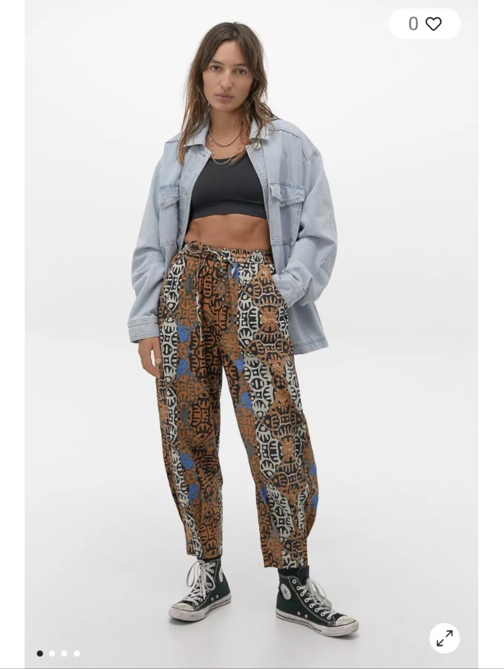 Urban Outfitters Printed Beach Joggers Abstract Tribal Harem Pants Brown Crop